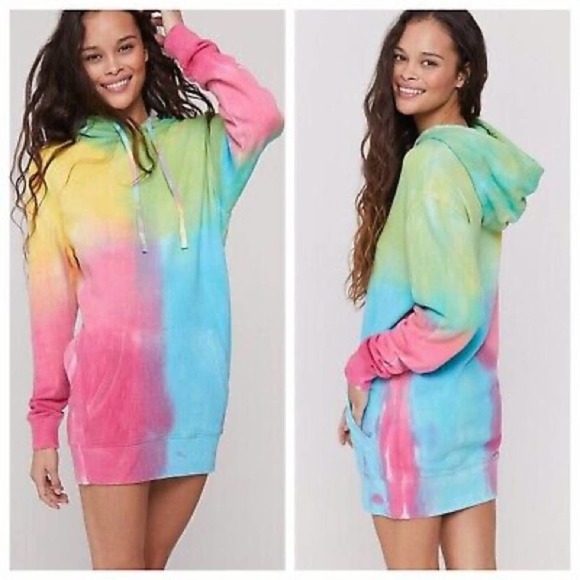 Spiritual Gangster Dresses & Skirts - RARE🔥 NWT Spiritual Gangster X PINK Victoria’s Secret Tie Dye Mini Hoodie Dress